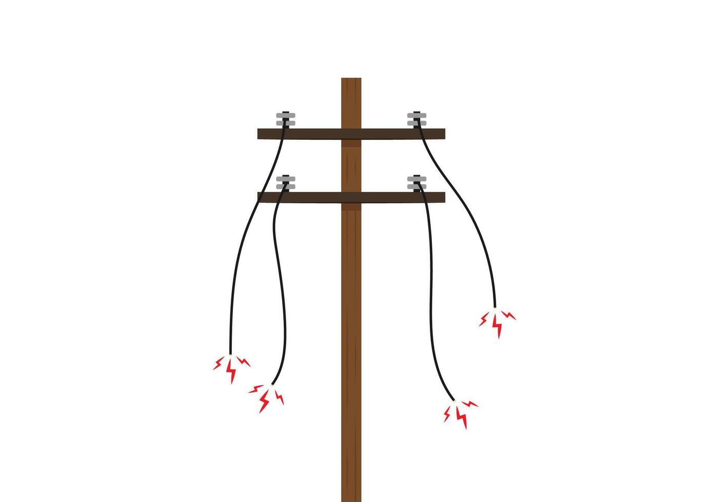 Broken electric pole . electric pole on white background. free space for text. vector