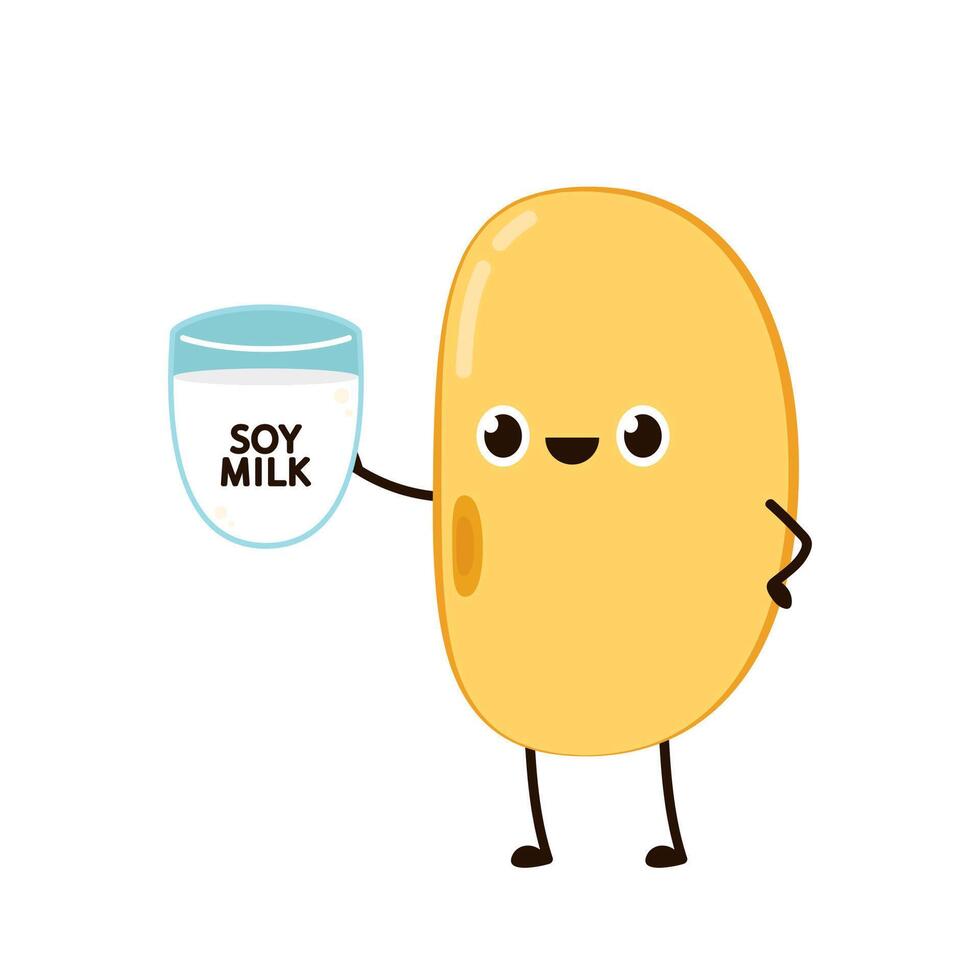 Soybean . Soybean character design. Soy milk . vector