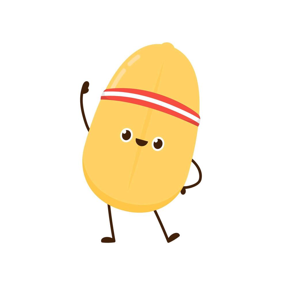 Rice character design. rice on white background. rice seed. Paddy mascot isolated. vector