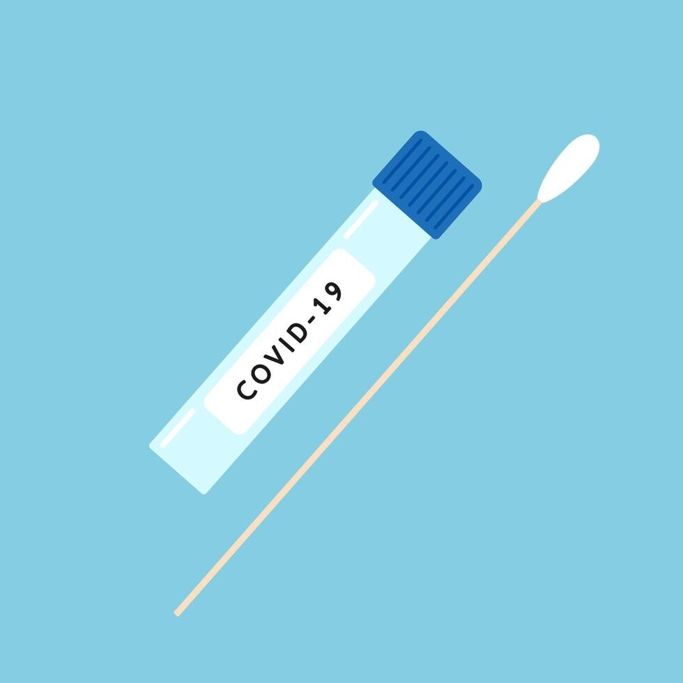 Coronavirus swab in test tube . Covid-19 Testing Swab Kit. vector