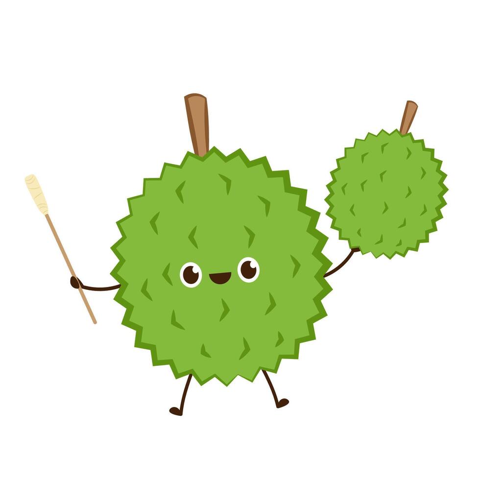 Durian character design. Durian on white background. Durian cartoon . vector