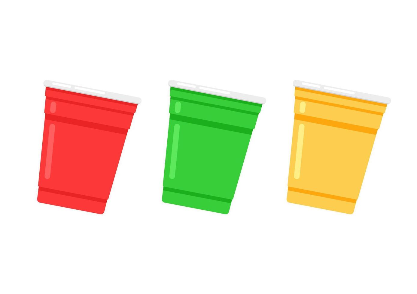 Plastic cups . Red Beer Pong plastic cups with ball. Traditional drinking game illustration. vector