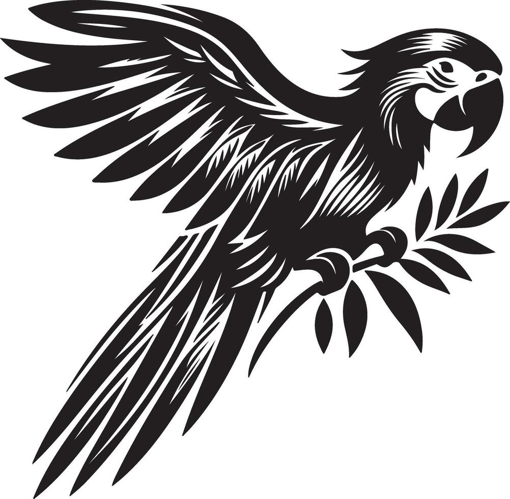 A silhouette of a parrot in style. vector
