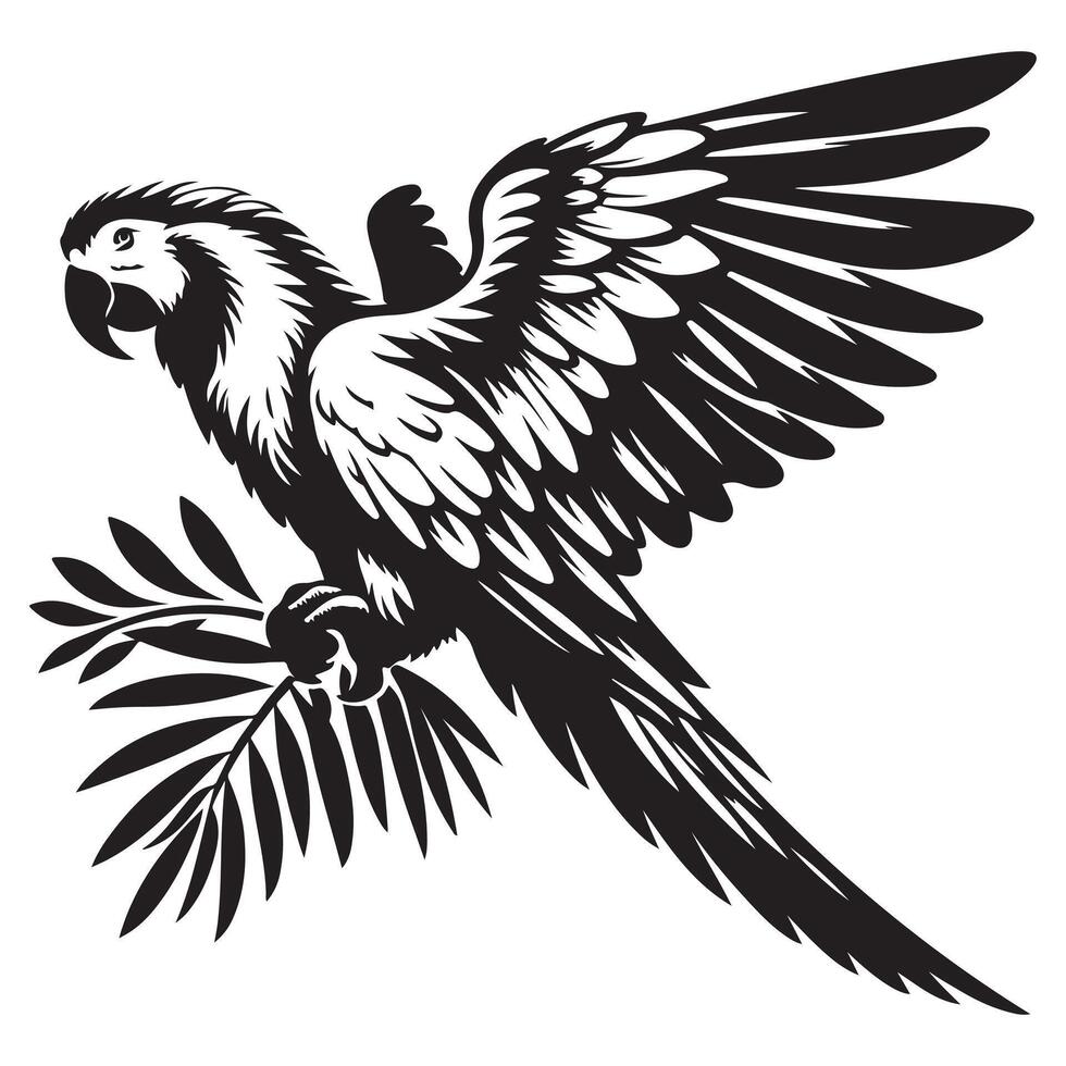 A silhouette of a parrot in style. vector