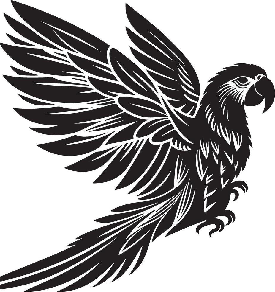 A silhouette of a parrot in style. vector