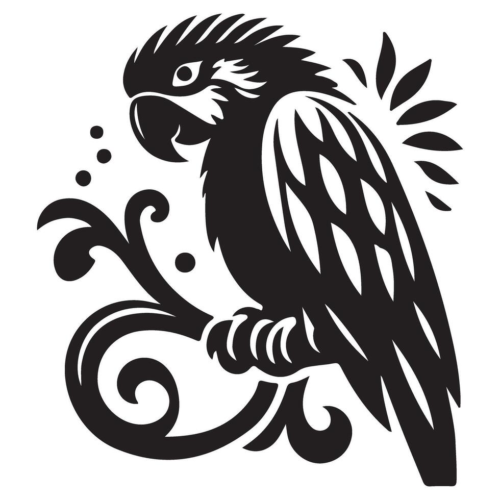 A silhouette of a parrot in style. vector