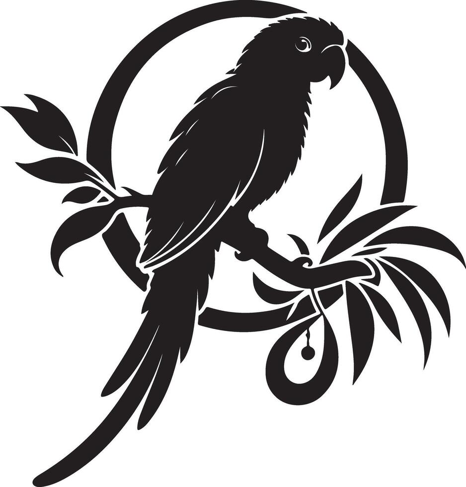 A silhouette of a parrot in style. vector
