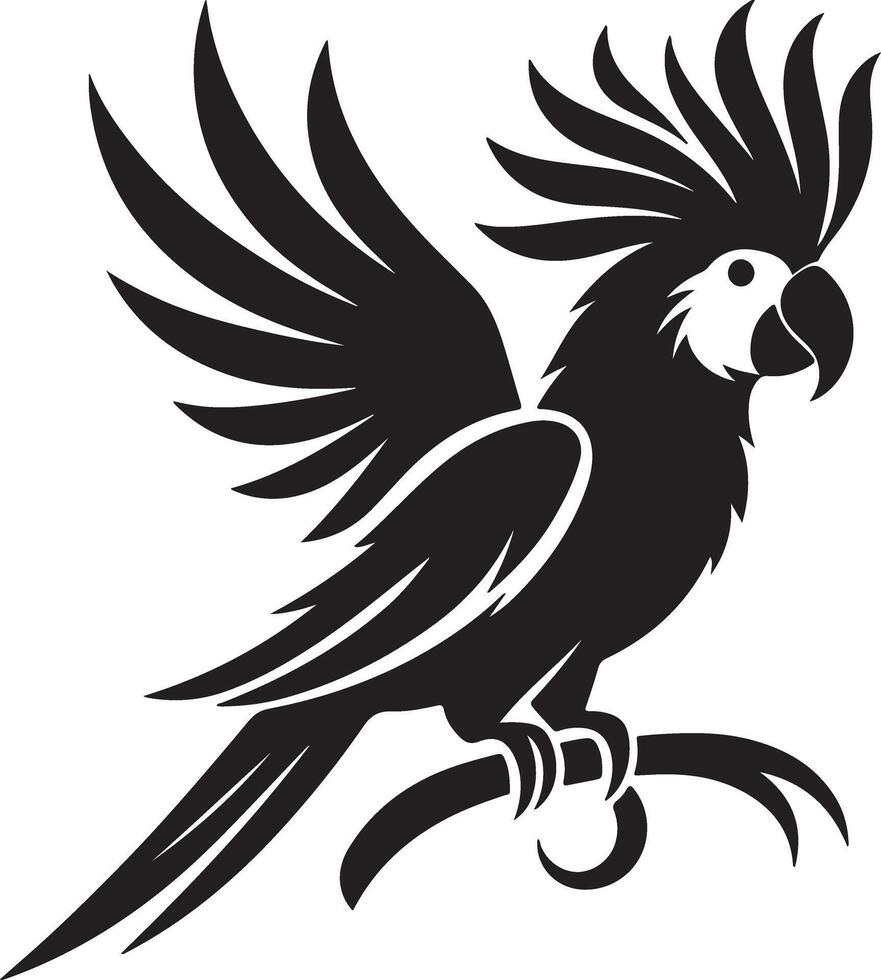 A silhouette of a parrot in style. vector