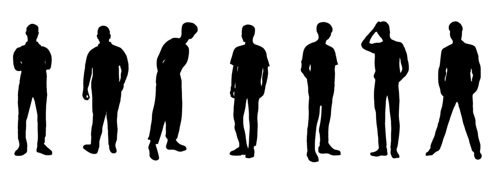 Set of standing man silhouettes. Used for decoration, advertising design, websites or publications, banners, posters and brochures. vector
