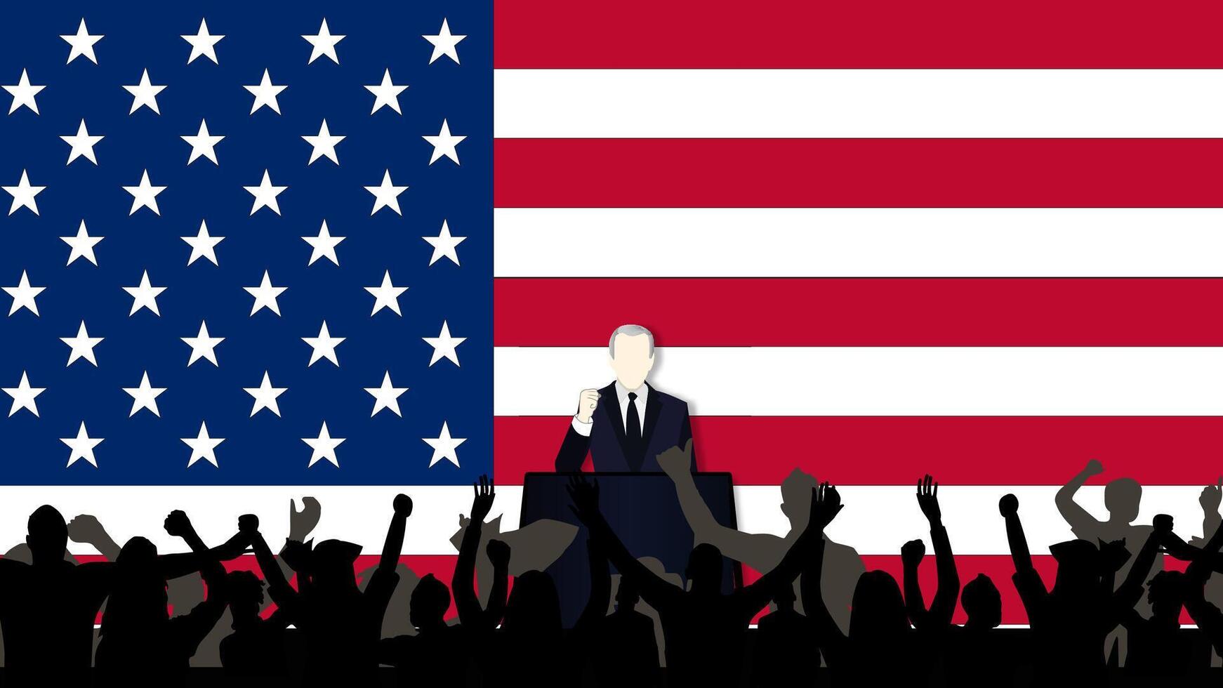 American presidential campaign crowd. Used for decoration, advertising design, websites or publications, banners, posters and brochures. vector
