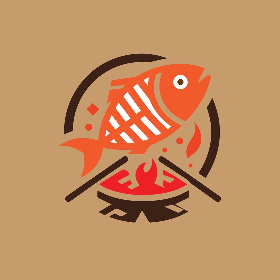 Outdoor Grilled Fish Feast vector