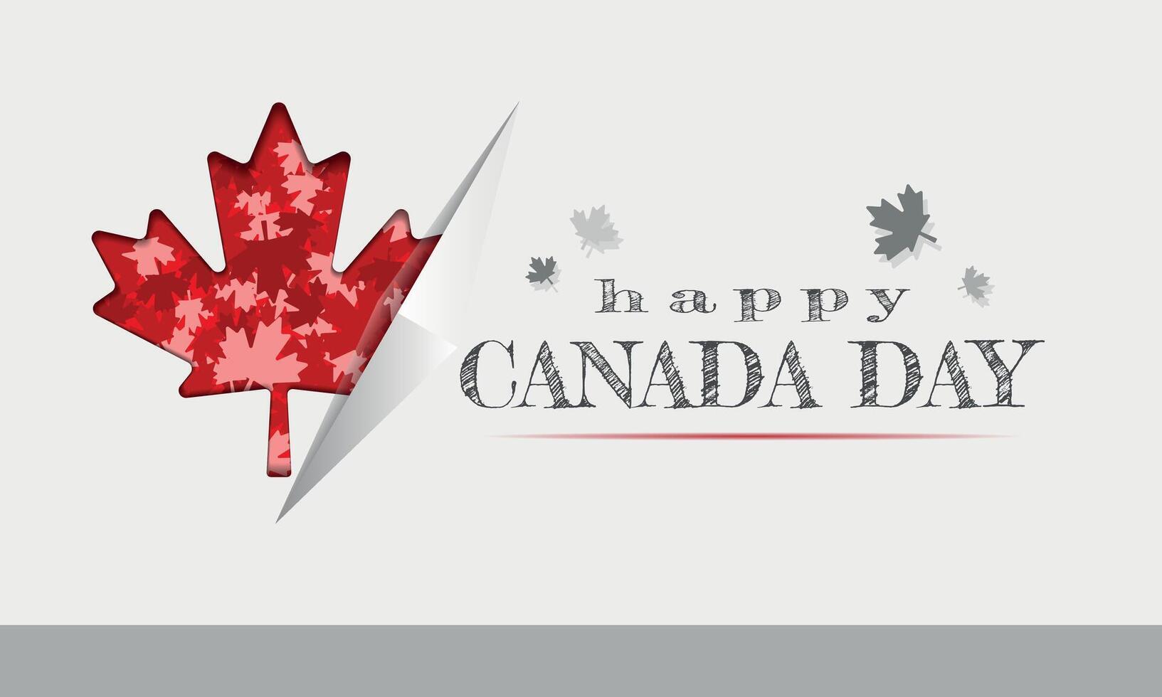 Happy Canada Day poster with a hidden maple leaf vector