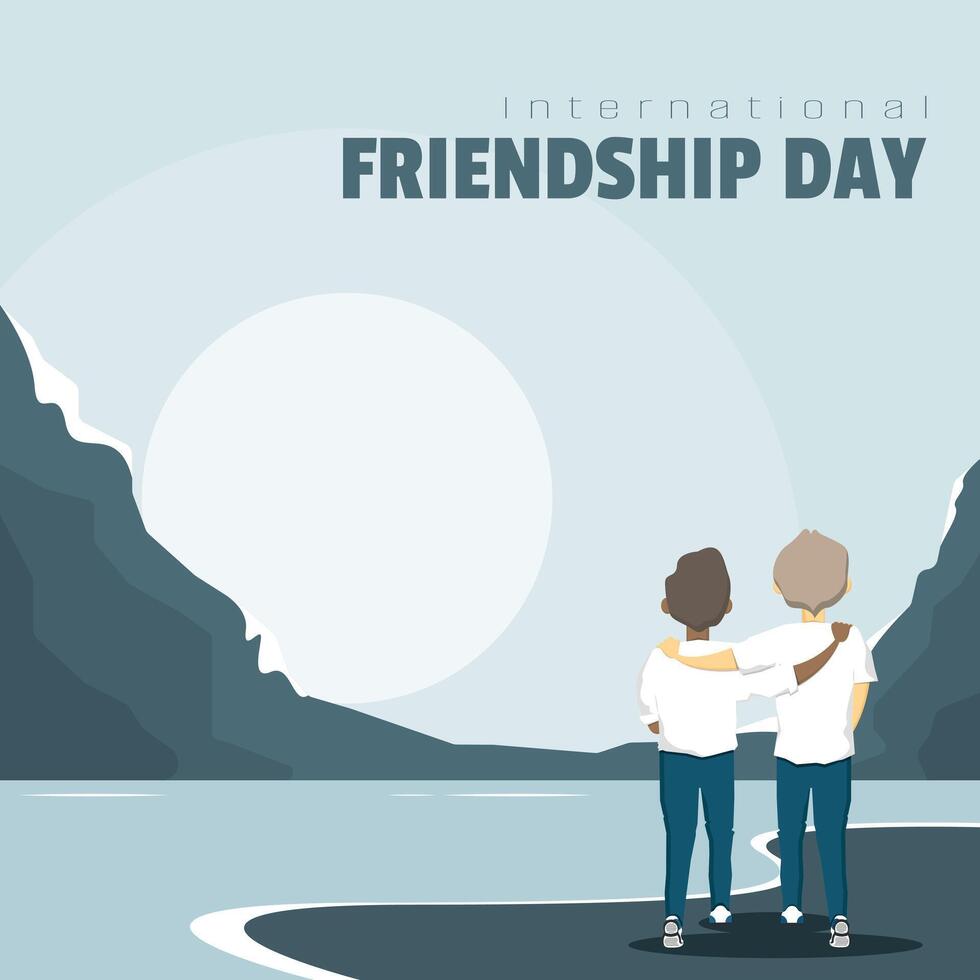 International Friendship Day poster with two men became best friends forever vector