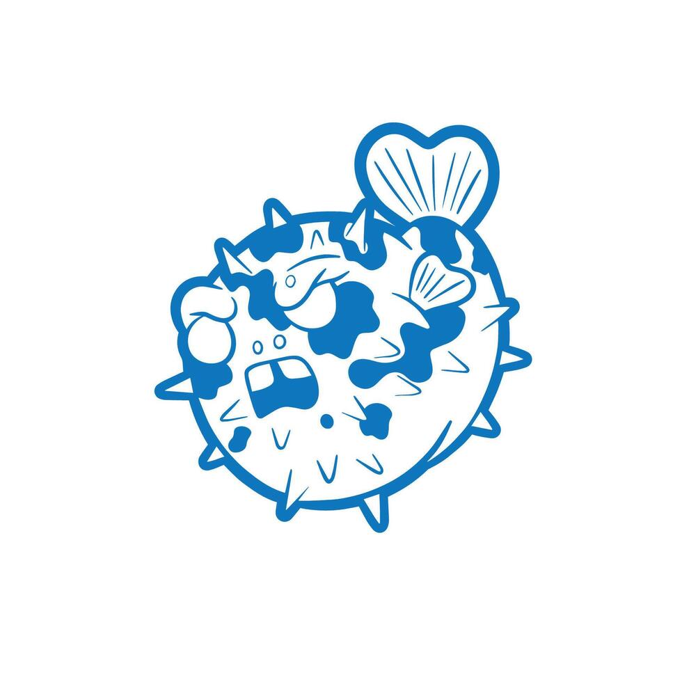 pufferfish animal logo, illustration template design vector