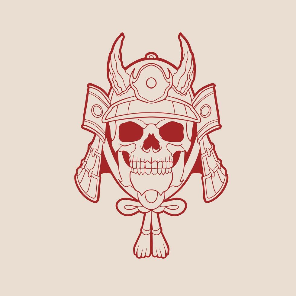 Samurai warrior mask. Traditional armor of japanese warrior. vector
