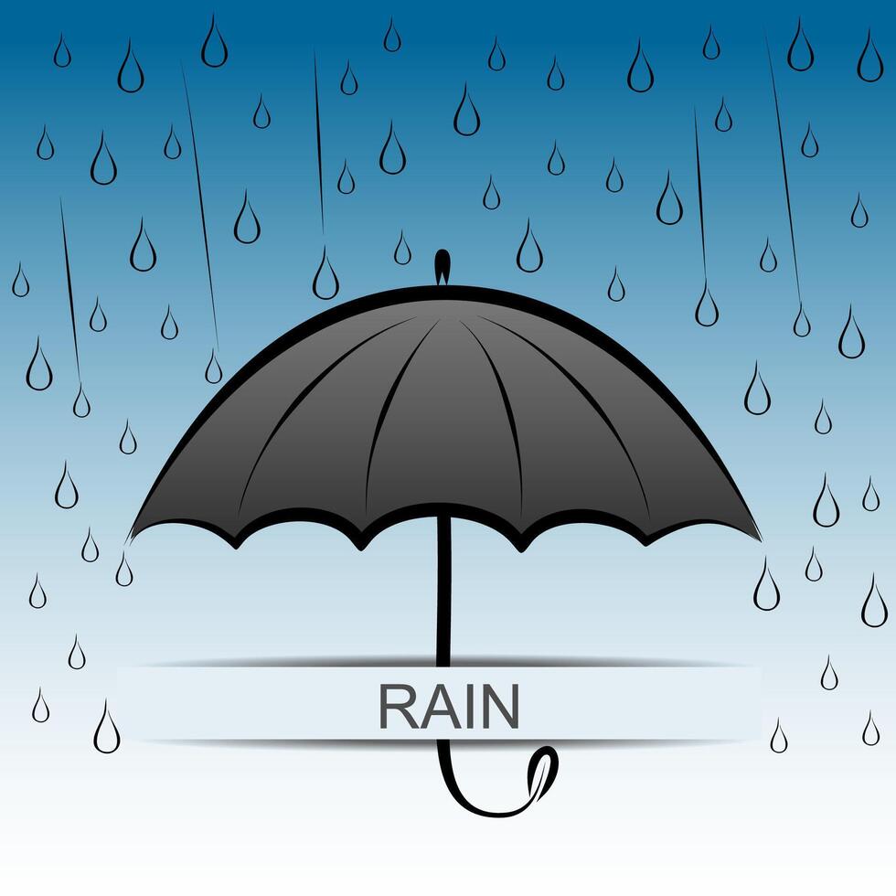 Umbrella and rain illustration vector