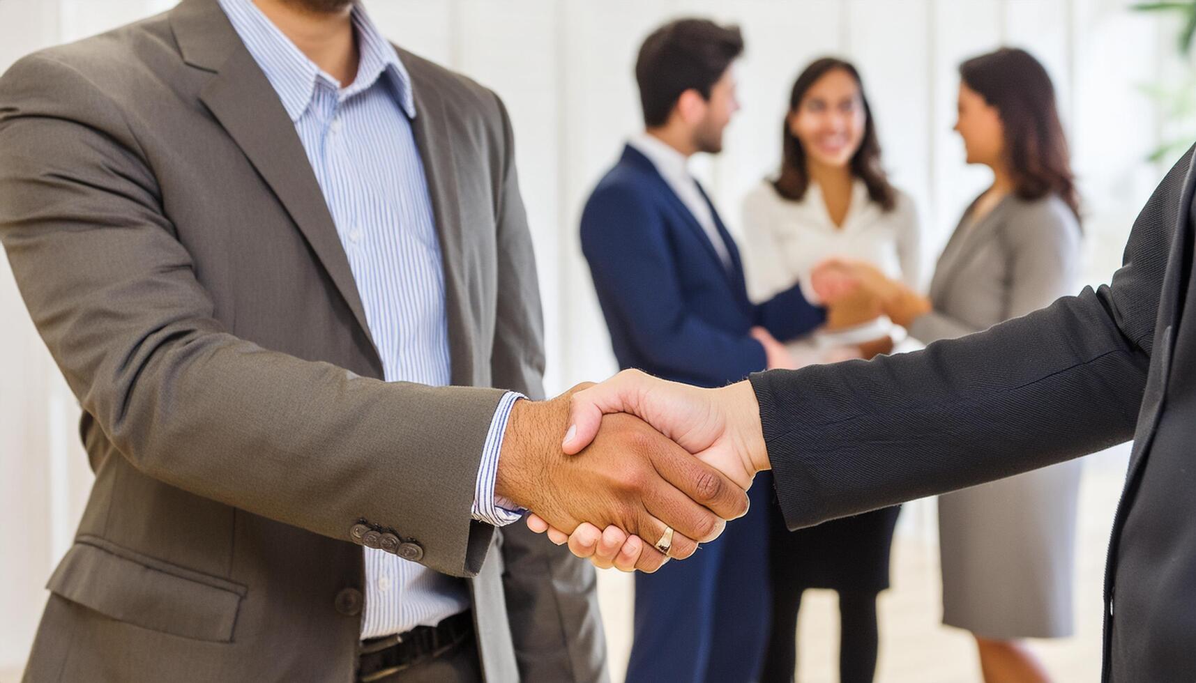Close up of business people shaking hands photo