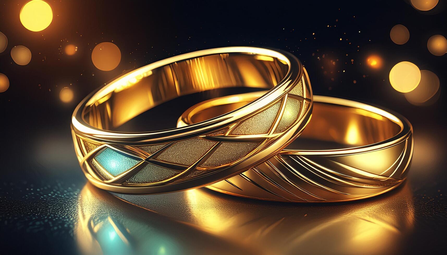 Luxury gold wedding rings photo