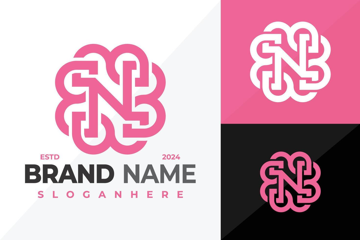 Letter N Ornamental Heart logo design symbol icon illustration vector