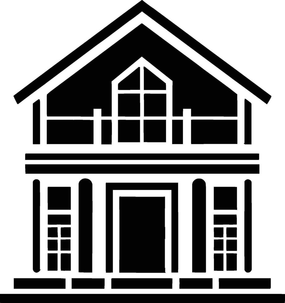 House silhouette with trees on background flat illustration, Minimal House on white background vector