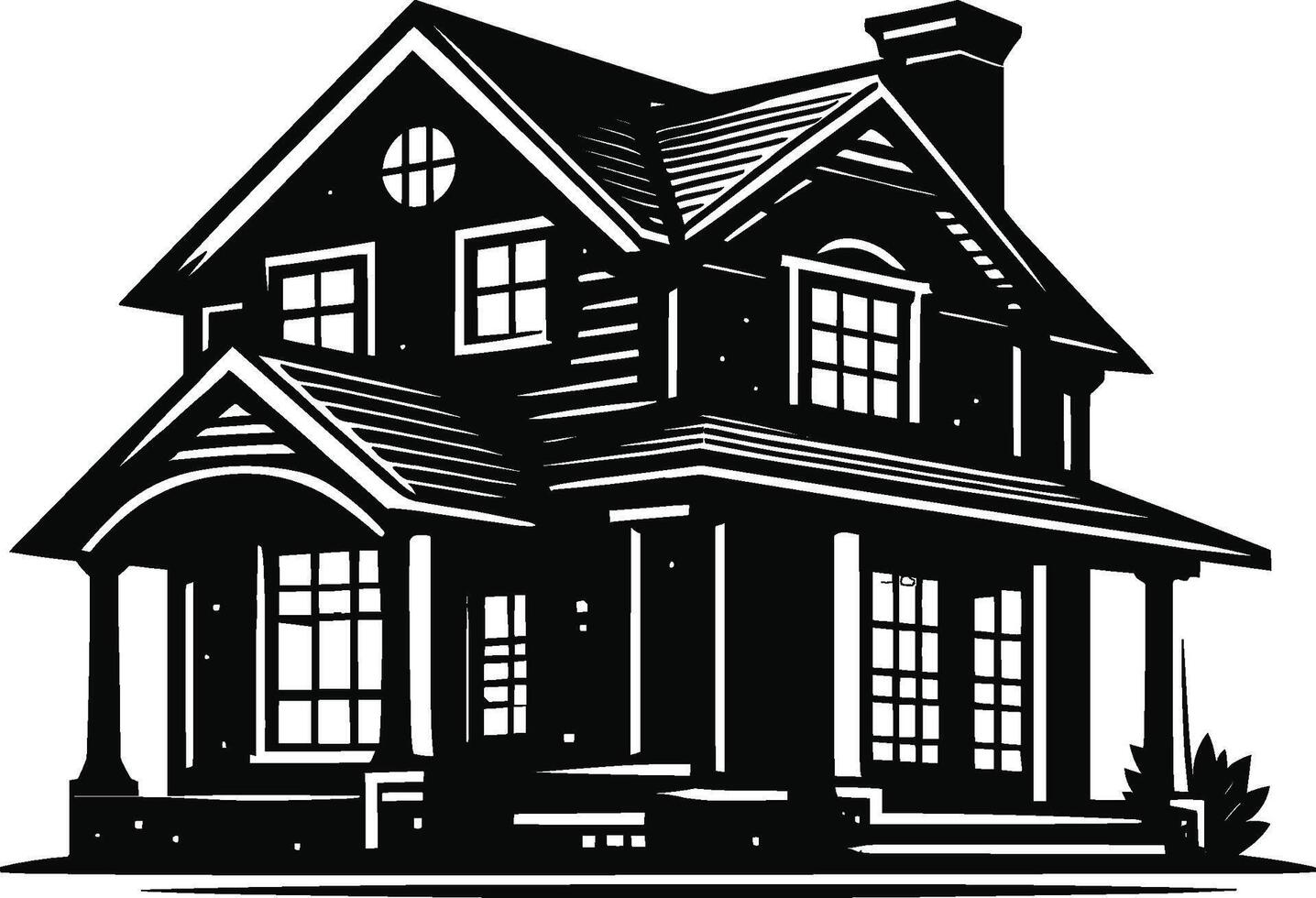 House silhouette with trees on background flat illustration, Minimal House on white background vector