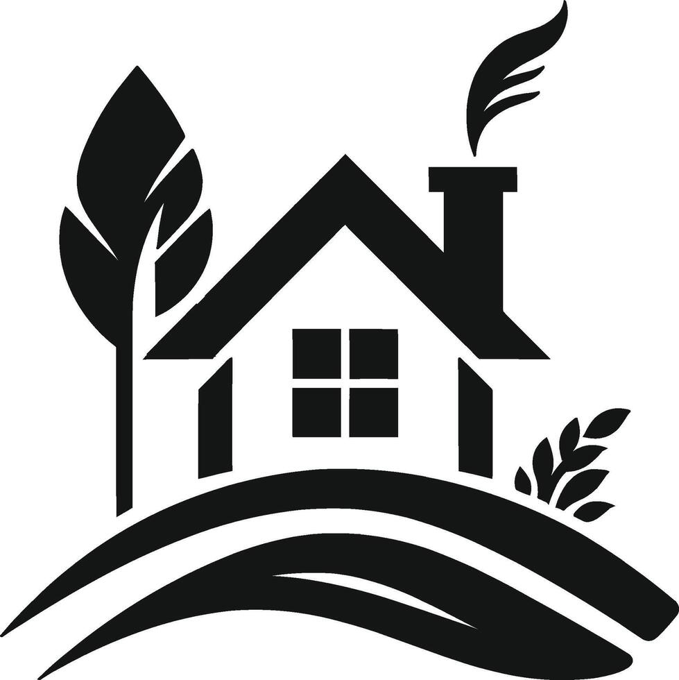 House silhouette with trees on background flat illustration, Minimal House on white background vector