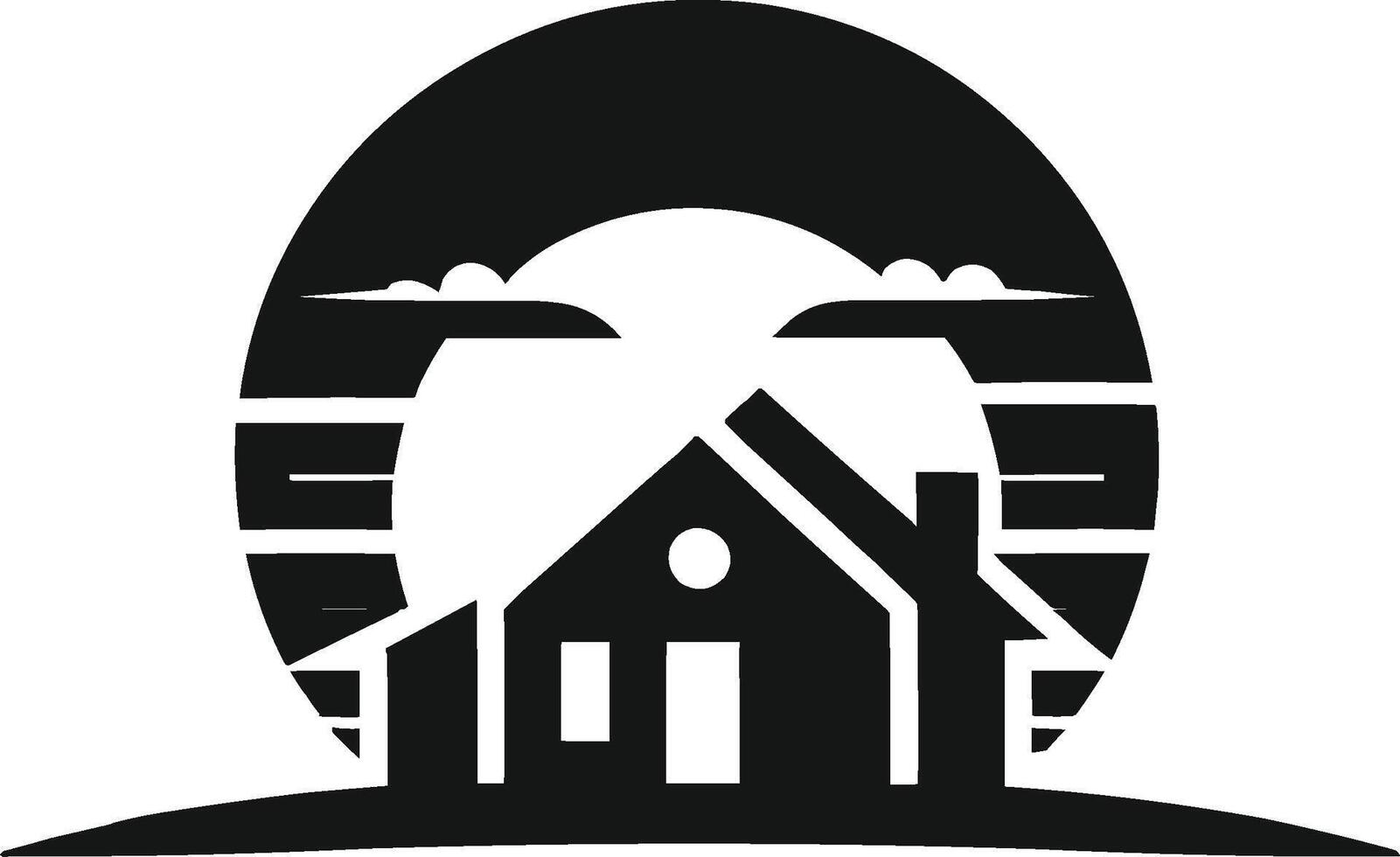 House silhouette with trees on background flat illustration, Minimal House on white background vector