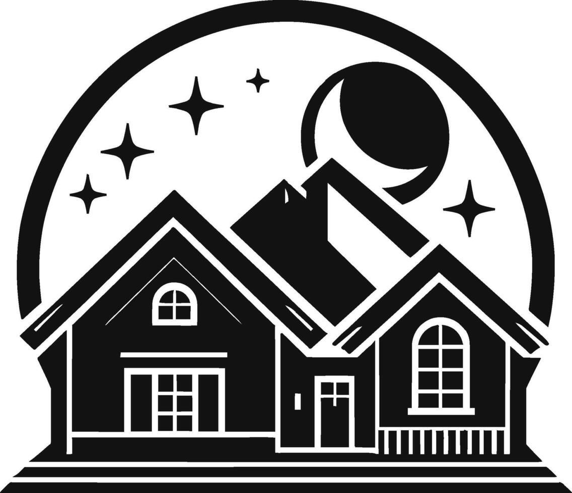 House silhouette with trees on background flat illustration, Minimal House on white background vector