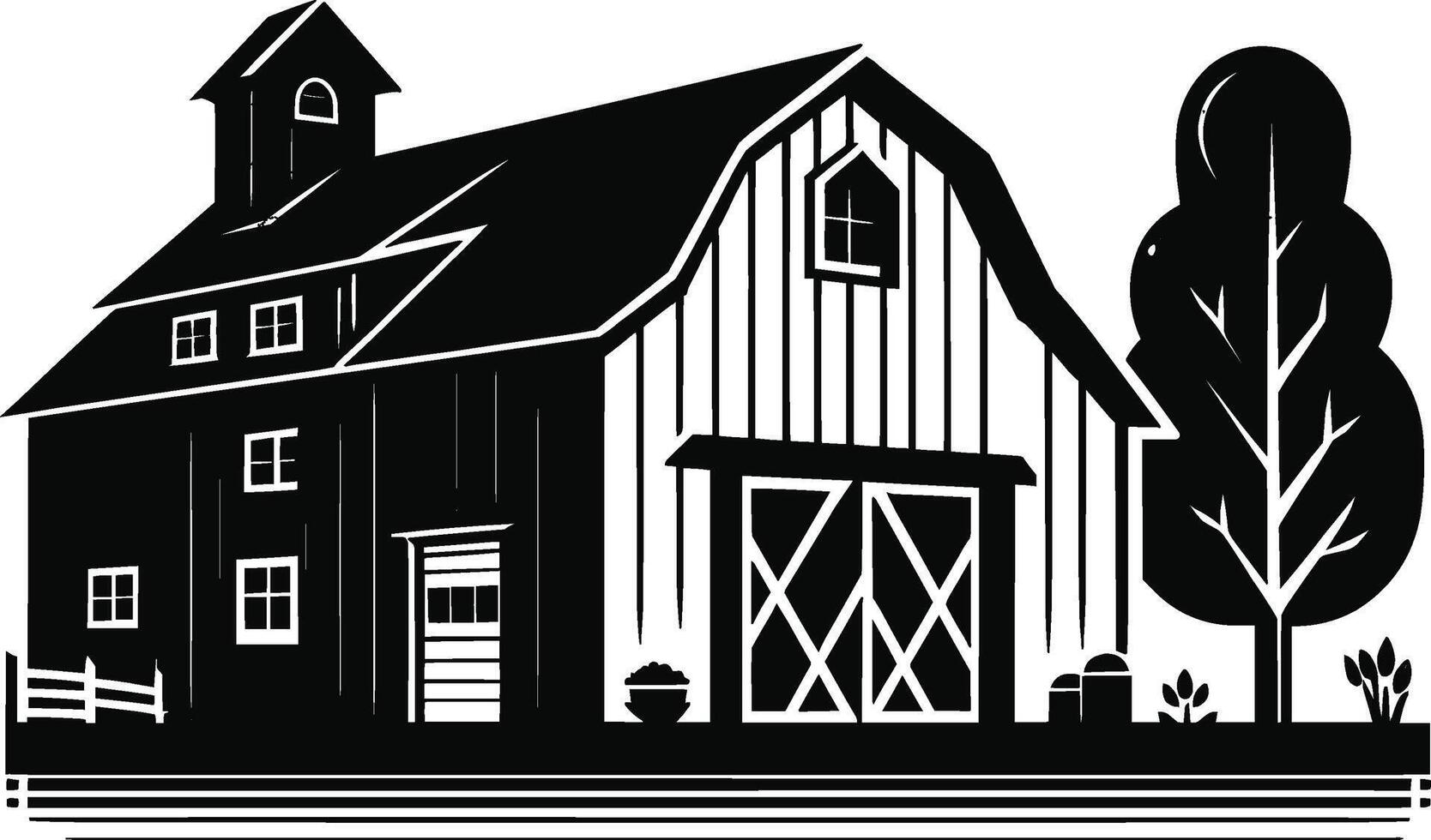 House silhouette with trees on background flat illustration, Minimal House on white background vector