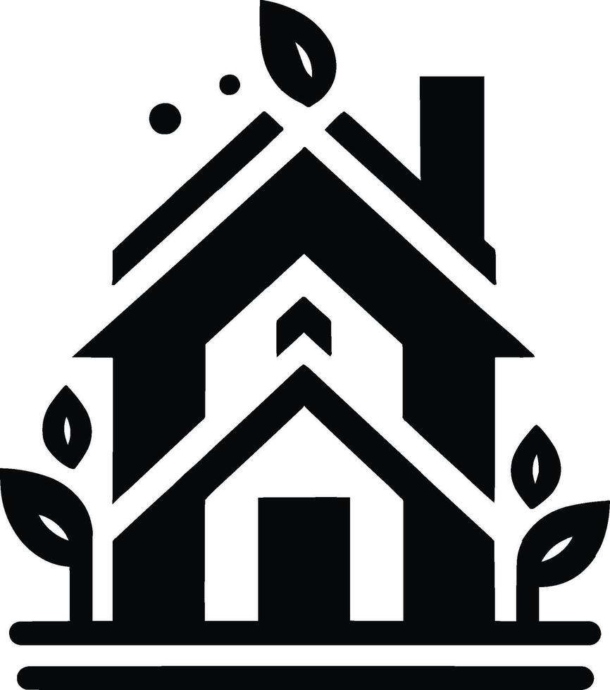 House silhouette with trees on background flat illustration, Minimal House on white background vector