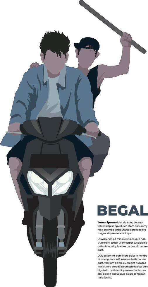 illustration of begal crime in indonesia vector