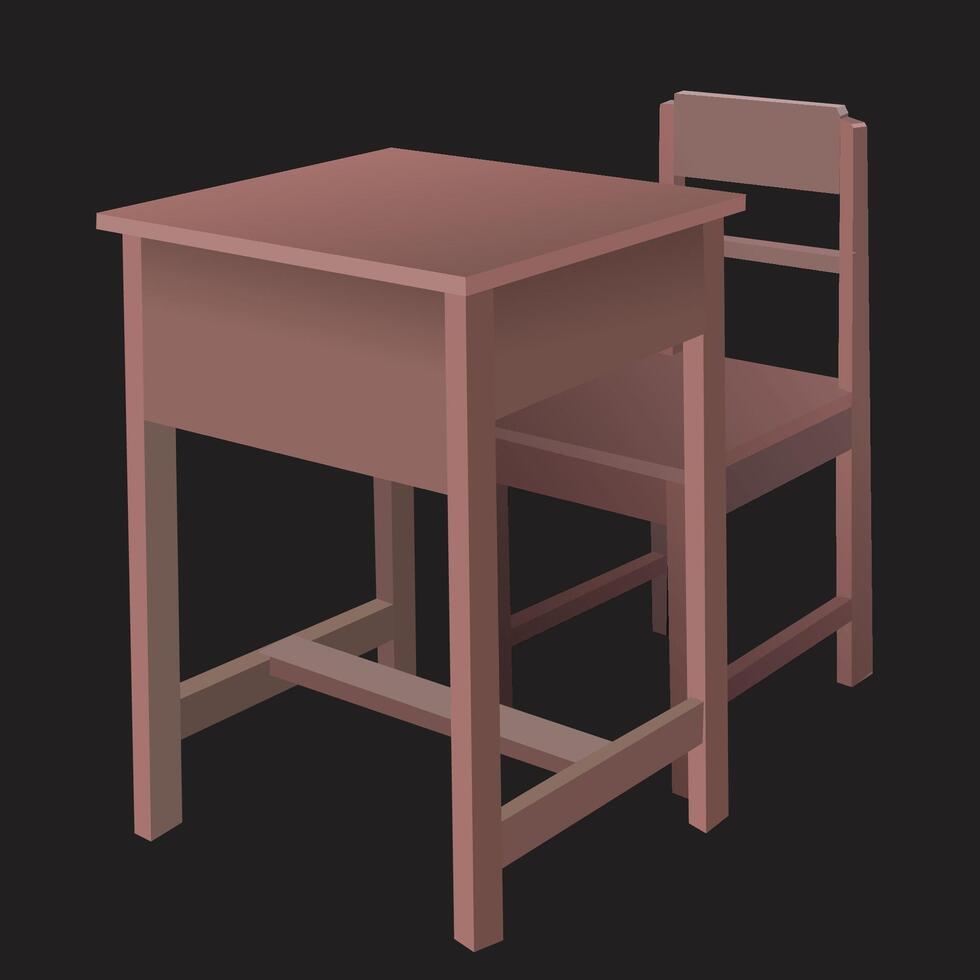illustration of school desk bench in indonesia vector