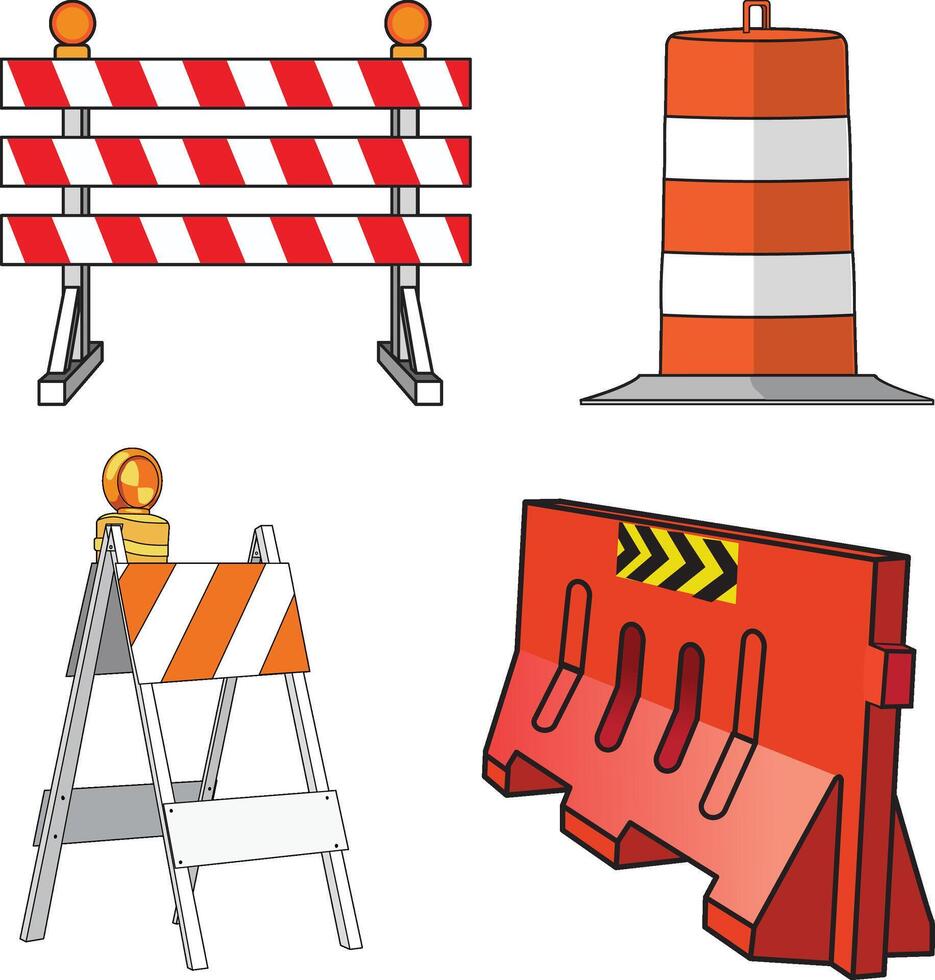 set of roadblock illustration vector