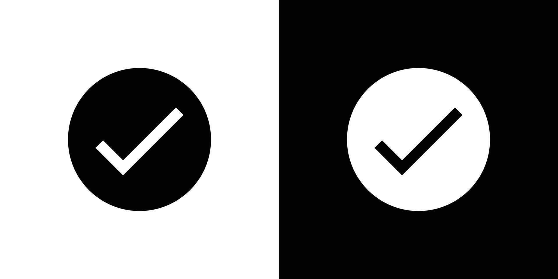 check mark flat icon black and white vector