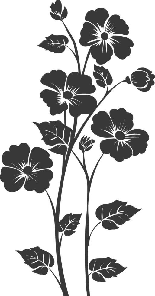 silhouette floral art black color only vector