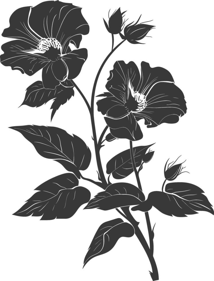 silhouette floral art black color only vector