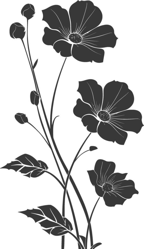 silhouette floral art black color only vector