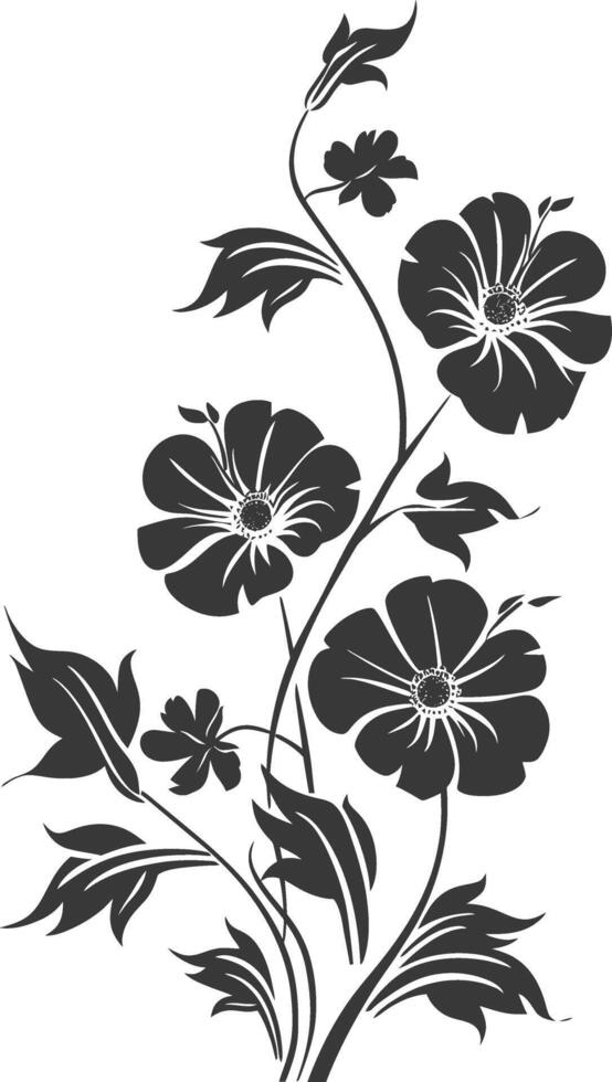 silhouette floral art black color only vector