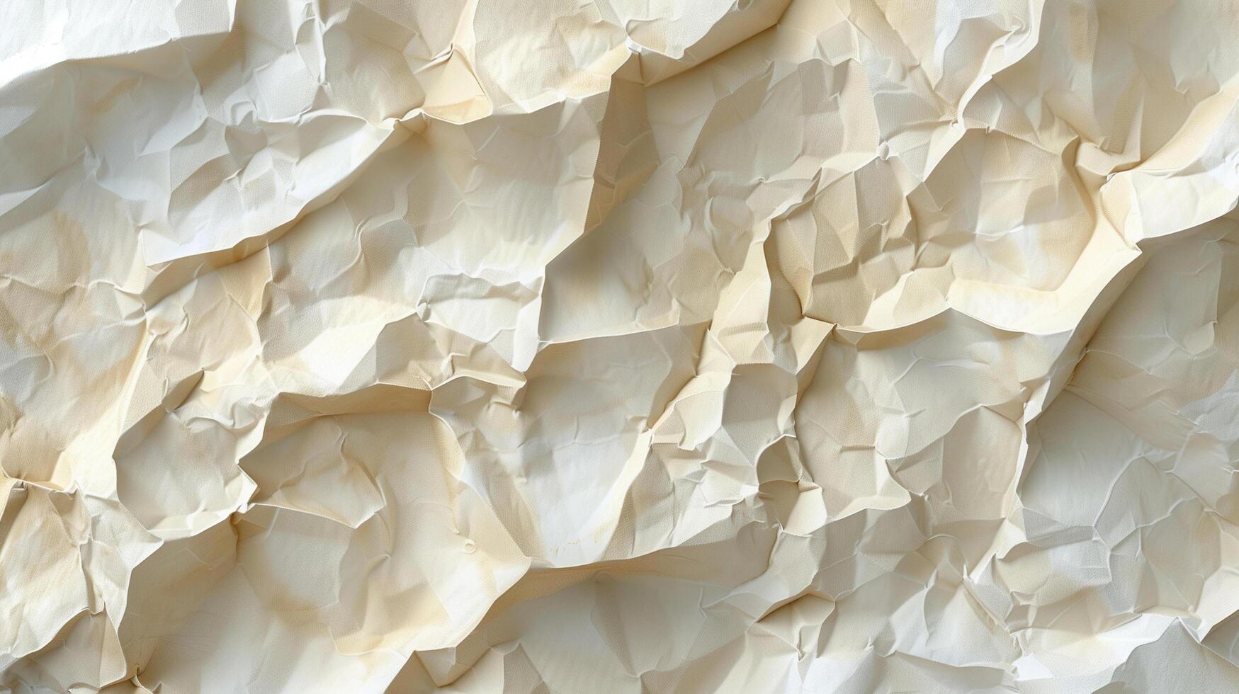 A close-up of a crumpled piece of white printer paper with rough texture. photo