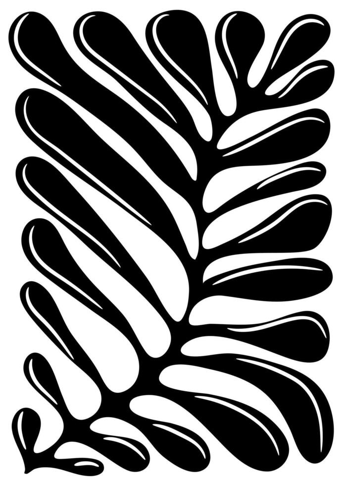 Abstract botany print in naive art style.Trendy retro poster with leaves. Seventies, groovy background vector
