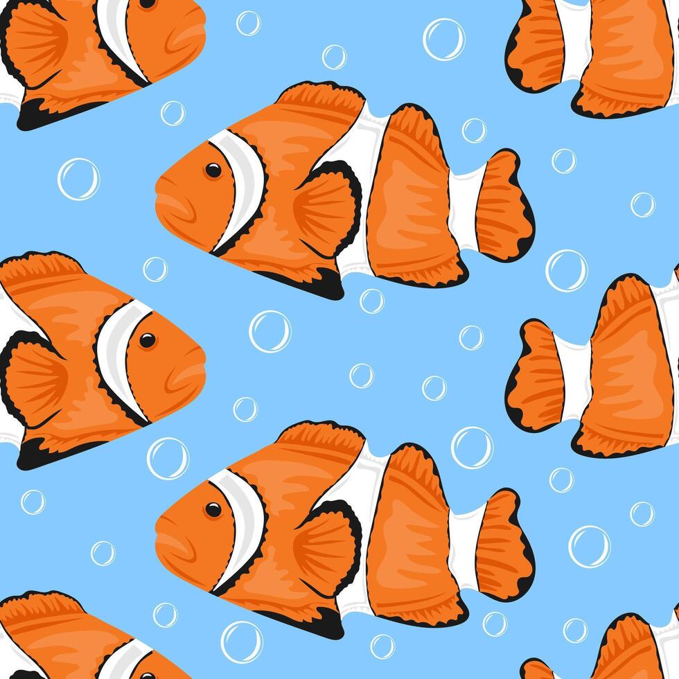 Seamless pattern with Clownfish. Modern print for fabric, textiles, wrapping paper vector