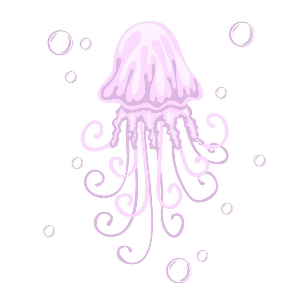 Jellyfish. Marine dweller. Concept of sea and ocean life vector