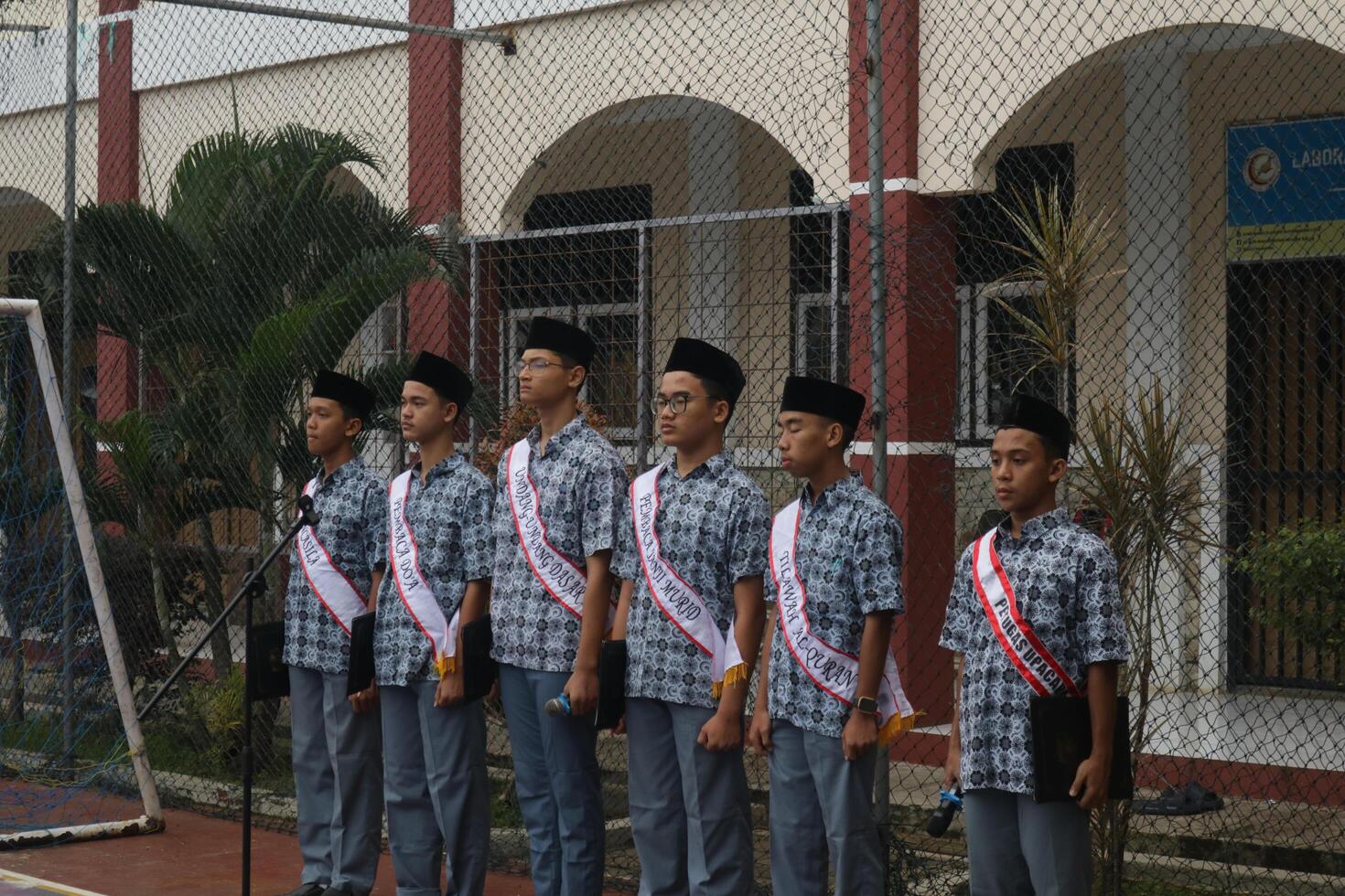 Subang, Indonesia - May 2024, Ceremonial officers during activities to commemorate National Education Day in the school field photo
