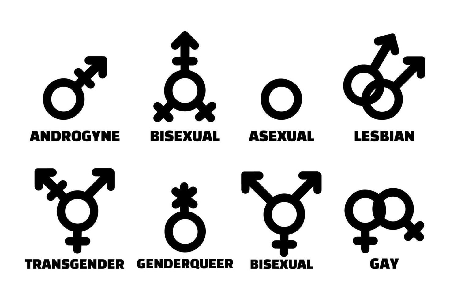 LGBT symbols collection silhouette style vector