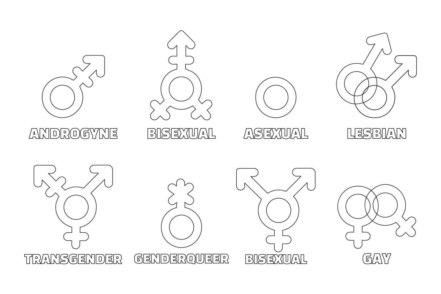 LGBT symbols collection outline style vector