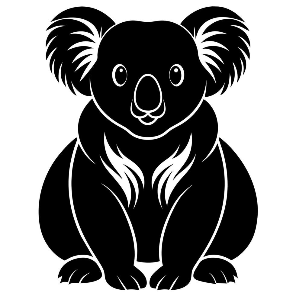 Koala bear silhouette illustration Design in white background vector