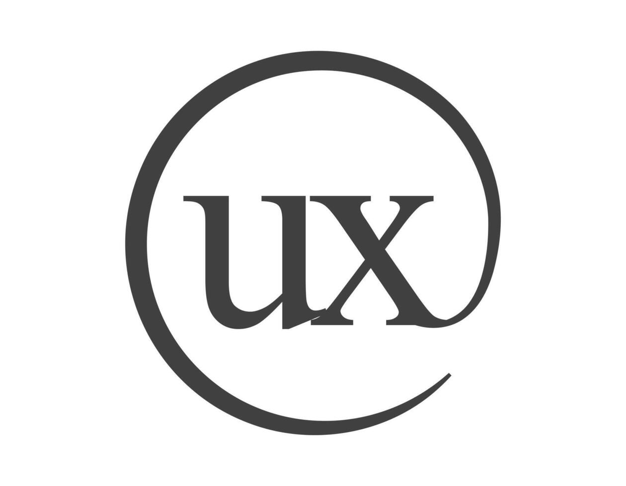UX logo from two letter with circle shape email sign style. U and X round logotype of business company vector
