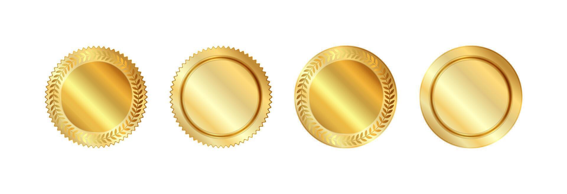 Golden round award icon. vector