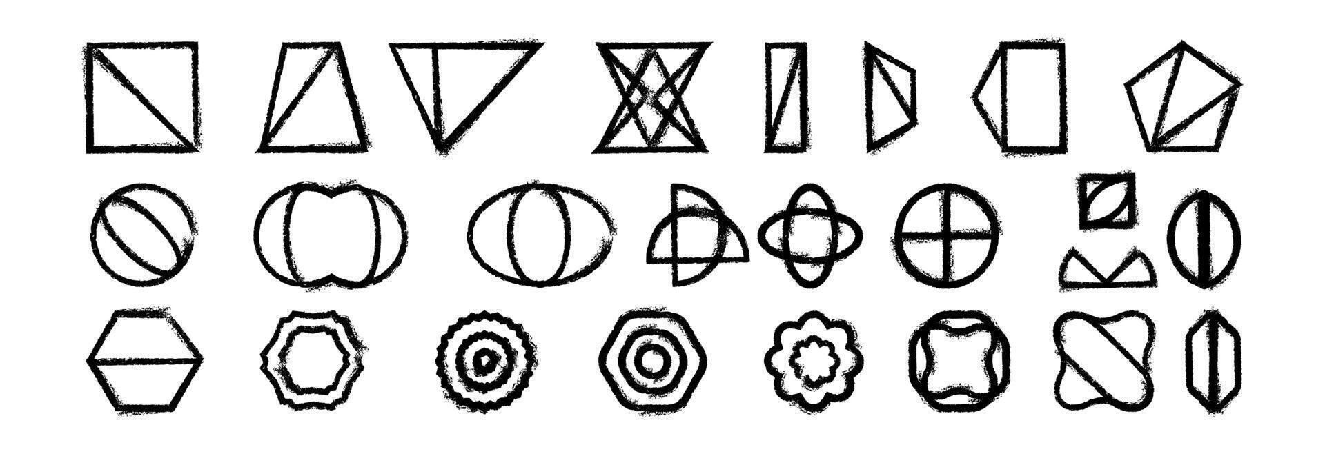 Charcoal geometric shapes. vector