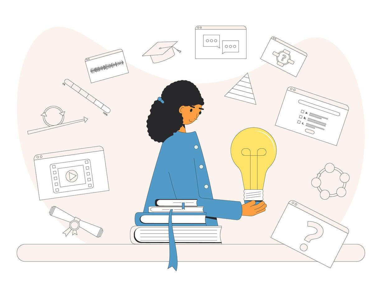 Instructional designer creating curricula or learning materials. vector